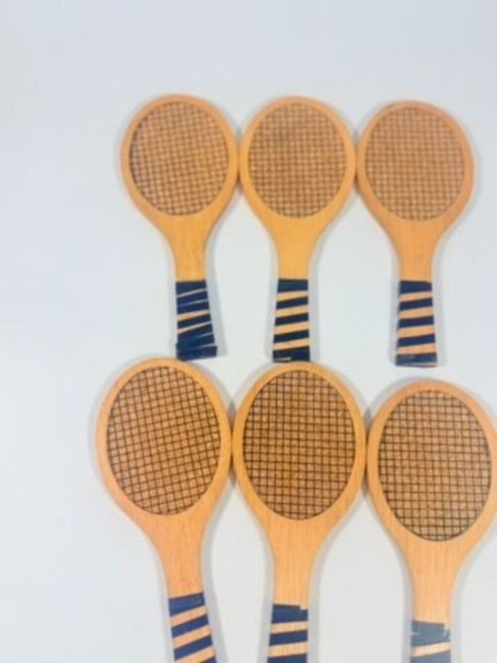 Coaster Set Cork and Wood Tennis Rackets Set 6 Unique Barware Vintage Gifts Serv - Picture 9 of 12